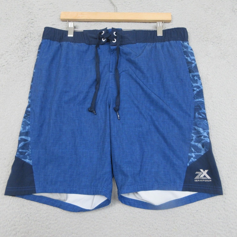 ZeroXposur Hybrid Board Shorts‎ Men L Blue Swim Trunks Stretch Quick Dry Coastal